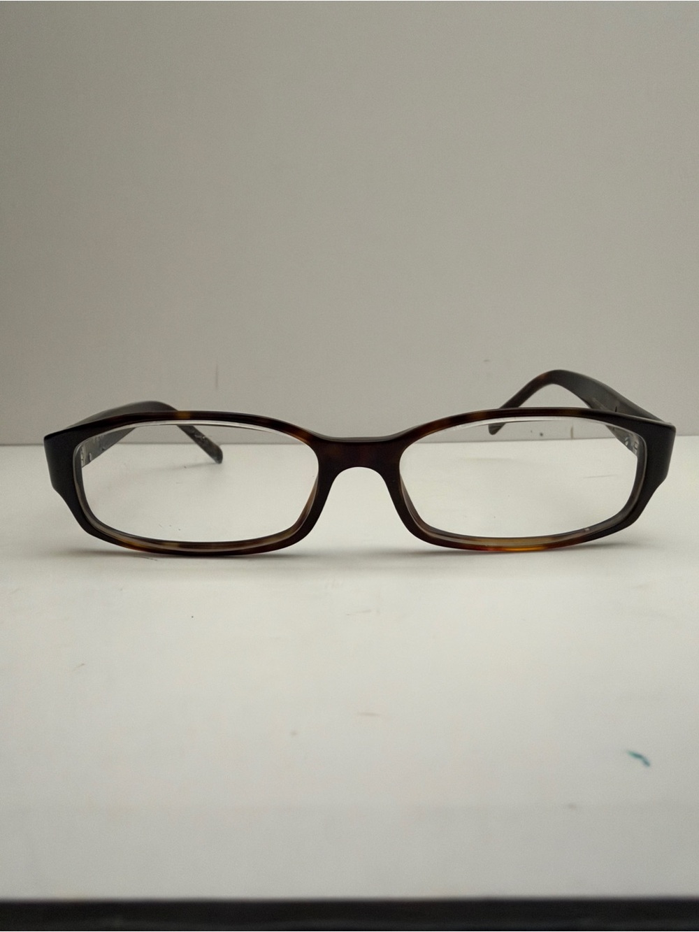 Prada Tortoise Rectangular Eyeglasses Optical Frames Silver Logo